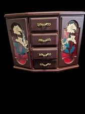 Vintage Musical Jewellery Box Cabinet with Ballerina Music Box Working