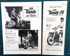 BSA DANDY 70 SCOOTER  -  1956  -  2  MEGA RARE VINTAGE ADVERTS  -  ORIGINAL