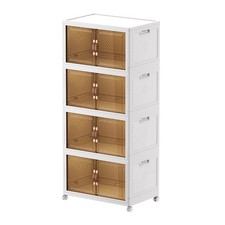 4 Pack Stackable Large Plastic Storage Boxes with Lids 126L – Foldable...