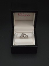 Sterling Silver Diva Diamonds Heart Ring Sz. 6.5  .925 Fine Fashion Jewelry