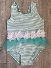Monsoon baby girl swimsuit bikini, blue white, age 3-6 months mths worn once
