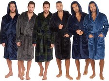 Mens Fleece Hooded Robe Big &
