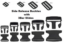 Black Delrin Plastic Side Release Fasteners Squeeze Buckle Clip 20mm /25mm/ 50mm
