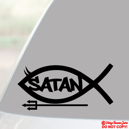 Satan fish vinyl decal sticker - satan,