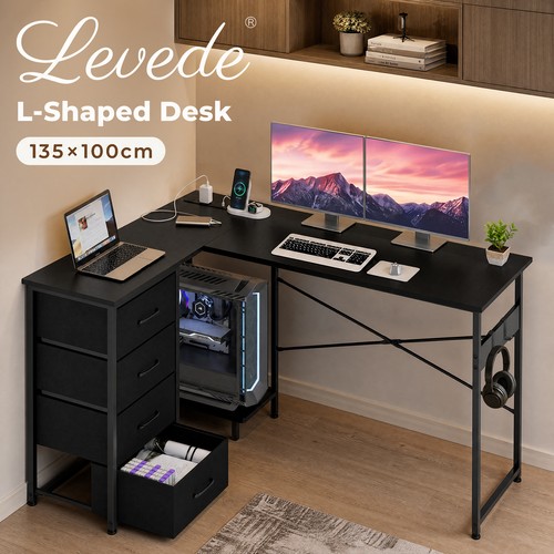 Levede shaped office desk - l-shaped,