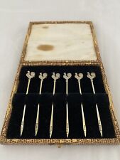 Sterling Silver Cocktail Sticks X 6 BOXED 1929 Birmingham ART DECO Antique