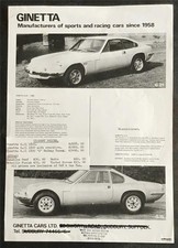 GINETTA G21 G15 G15S Car Sales Specification Leaflet 1973-74