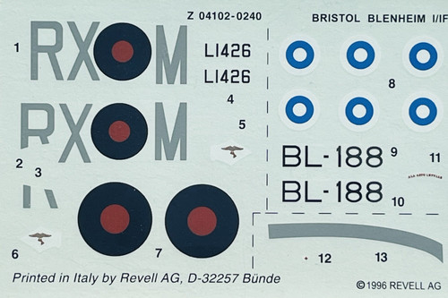 Decals bristol blenheim - bristol,