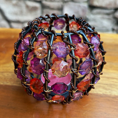Beaded tealight candle holder - beaded,