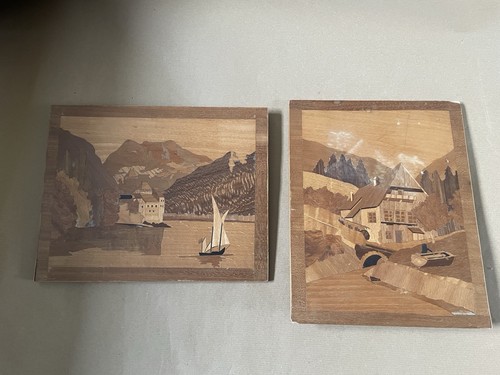 Vintage wooden marquetry - wooden,