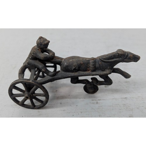 Vintage cast iron horse and - cast,