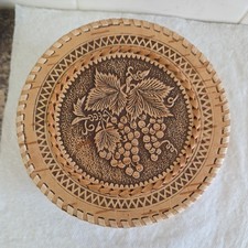 Russian Birch Bark Keepsake Box Intricate Grapes and Vine Design 5.25" x 2 6"