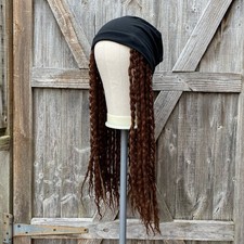 Dark Brown Wool Dreadlock Hat Wig - 20 Inches - Dread Wig - Hippie Style