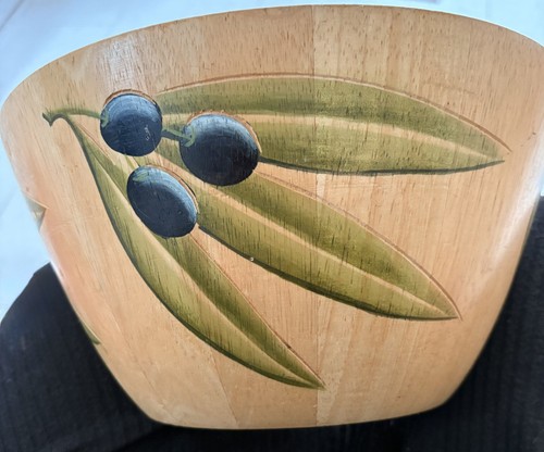 Large vintage olive wood - , bowl