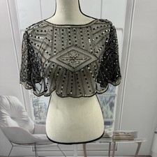 Flapper Dresses 1920s Gatsby Shrug Sequin Cape WomenShawl Evening Dress Top OS