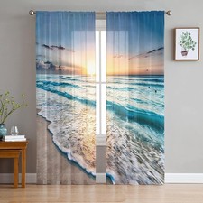 Ocean Waves Beach Semi Sheer