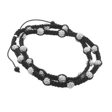 Black Shamballa Beaded Necklace Fashion Jewelry Adjustable Thread Chain SMC 005
