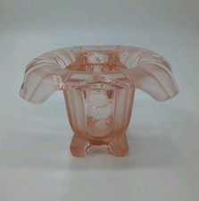 Sowerby Pink Glass #2631 Bud/Posy Vase With Flower Frog Part Frosted Vintage