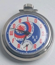 CLEAN 1982 World Fair Knoxville TN Westclox COLORFUL Dial Pocket Watch- Ticks!