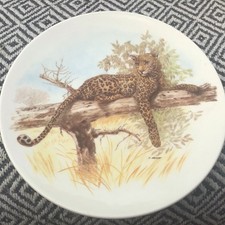 Beautiful Poole Pottery Plate. Leopard in Tree. 6" Dia. Excellent Condition