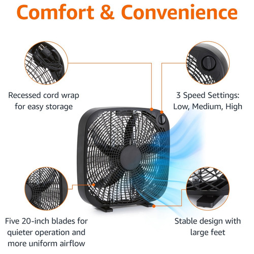 Basics box fan 3 speed - basics, 3-speed