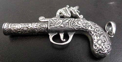Solid silver pistol - pistol, whistle