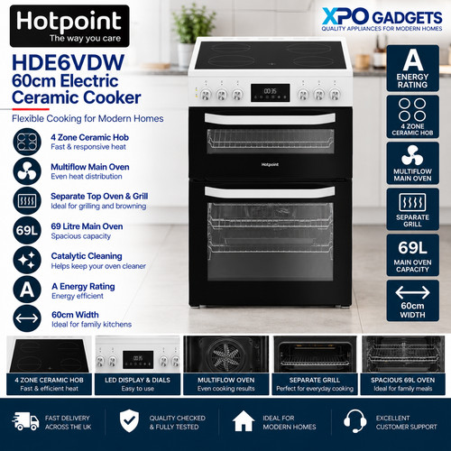 Hotpoint hde6vdw 60cm electric - hde6vdw,