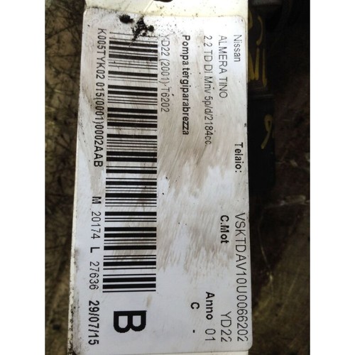 Front windscreen wiper pump - front,