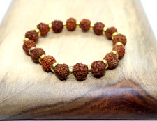 RUDRAKSHA BRACELET RUDRAKSH BEADS WRIST BAND YOGA SHIVA ELASTICATED 5 MUKHI