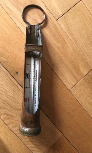 Vintage brass thermometer - vintage, j