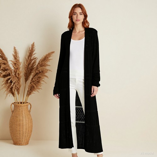 Boho cardigan black open - cardigan,