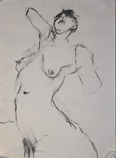 Valerie Davide Charcoal Nude Large Drawing double sided 