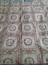 Vintage Wipe Clean PVC Tablecloth Fabric Pink Roses Rosebud Crafting Tablecloth