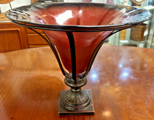 Vintage Red Glass Fruit Bowl