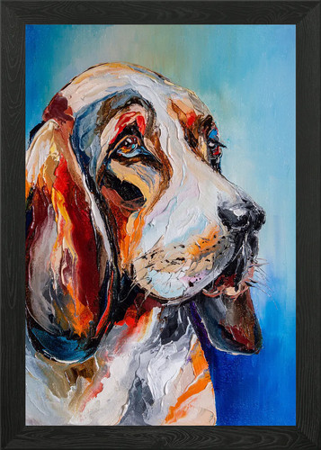 Sad beagle framed - sad,