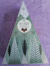M & S SWISS CHOCOLATE PRETTY GREEN LIGHT UP CHRISTMAS TREE TIN WITH HANGING LOOP