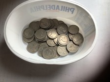 Six Pence Coins. 100 mixed dates, unsorted. Sixpence.