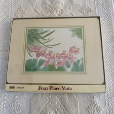 VINTAGE BHS HOUSE & HOME SET OF 4 PLACEMATS  FLORAL CORK BACKED 