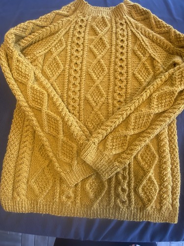 Hand knitted aran jumper - hand,