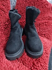 Black Faux Swede Boots Size 44