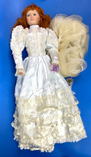BRIDE Porcelain Doll Approx 30" Large Size Red Head Wedding Dress