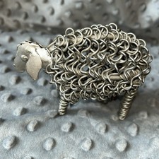 VINTAGE METAL WIRE SHEEP FIGURINE HANDCRAFTED ORNAMENT STEAM PUNK