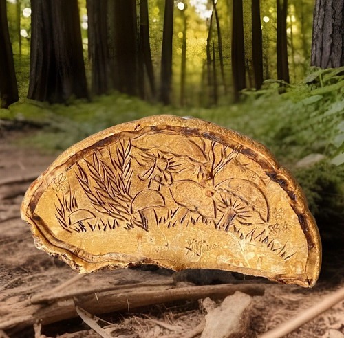 Carved conk shelf - carved, mushroom