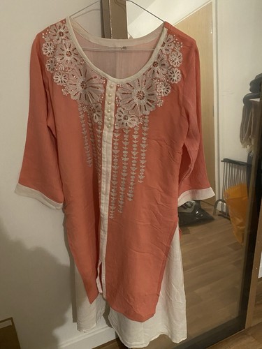 South asian dress pink white - pink/white,