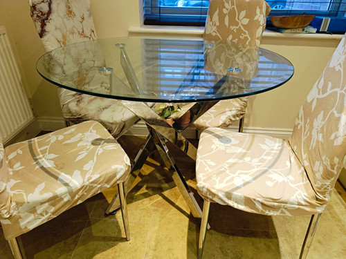 Round glass dining table - glass,