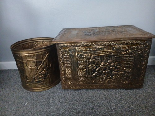 Vintage embossed brass - embossed, &