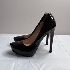 Prada Burgundy Patent Leather Platform Pumps High Heels Size 37.5