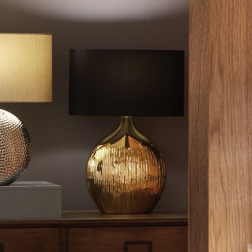 Gold ceramic table lamp etched - ceramic,