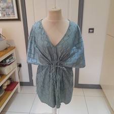 Primark Beach Cover Up / Sundress, Medium, tie waist, green, geometric pattern
