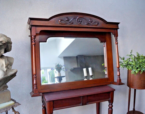 Antique mirror overmantel - antique,